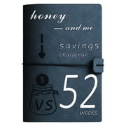 TUTUnaumb 52 Week Savings Challenge, Reusable Budget Book with Cash Envelopes, Money Saving Budget Binder with Cash Envelopes, Budget Book Planner for Saving Cash Planner Deposit Challenge-Blue